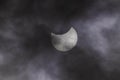 Solar eclipse on a cloudy day. Royalty Free Stock Photo