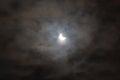 Solar eclipse with dark cloudy sky, mystery