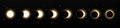 Solar eclipse in different phases Royalty Free Stock Photo