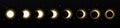 Solar eclipse in different phases Royalty Free Stock Photo