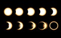 Solar eclipse different phases Royalty Free Stock Photo