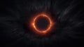 solar eclipse disk on black night sky, dark background with black hole wormhole Royalty Free Stock Photo