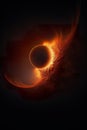 solar eclipse disk on black night sky, dark background with black hole wormhole Royalty Free Stock Photo