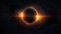 solar eclipse disk on black night sky, dark background with black hole wormhole Royalty Free Stock Photo