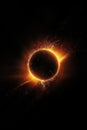 solar eclipse disk on black night sky, dark background with black hole wormhole Royalty Free Stock Photo