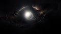 solar eclipse disk on black night sky, dark background with black hole wormhole Royalty Free Stock Photo