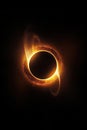 solar eclipse disk on black night sky, dark background with black hole wormhole Royalty Free Stock Photo
