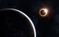 Solar eclipse. Earth and moon. Beautiful space landscape Royalty Free Stock Photo