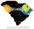 2017 Solar Eclipse Geometry Across South Carolina Cities Map Ill Royalty Free Stock Photo