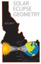 2017 Solar Eclipse Geometry Idaho State Map vector Illustration