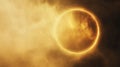 solar eclipse with glowing ring in cloudy sky, celestial phenomenon concept Royalty Free Stock Photo