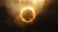 Solar eclipse with glowing ring and dramatic cloudy sky, celestial phenomenon and astrological concept Royalty Free Stock Photo