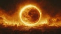 The Solar Eclipse Looks Fiery Royalty Free Stock Photo