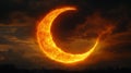 The Solar Eclipse Looks Fiery Royalty Free Stock Photo