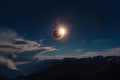 solar eclipse, with the moon blocking out the sun in dramatic display Royalty Free Stock Photo