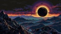 solar eclipse over appalachian landscape, lovecraftian, worrying bizarreness, paranoia Royalty Free Stock Photo