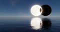 Solar Eclipse Over Calm Ocean Reflecting Celestial Event Royalty Free Stock Photo
