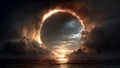Solar Eclipse over Ocean Landscape at Sunset Royalty Free Stock Photo