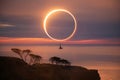 Solar Eclipse Over Serene Sea Royalty Free Stock Photo