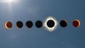 Solar eclipse phases isolated on white background Royalty Free Stock Photo