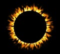 Solar eclipse, round fire frame.