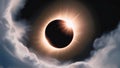Solar Eclipse of the Sun on a Cloudy Day Royalty Free Stock Photo