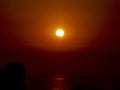 Solar eclipse in the sunset from A Coruna Royalty Free Stock Photo