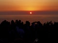 Solar eclipse in the sunset from A Coruna Royalty Free Stock Photo