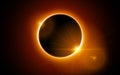 Solar eclipse vector total sun background. Moon eclipse glow in space. Solar planet circle