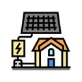 solar electricity installation color icon vector illustration