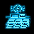 solar electricity panel neon glow icon illustration