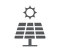 Solar enegy icon on white background. Solar panels with sun icon. Vector illustration Royalty Free Stock Photo