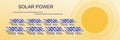 Solar power plants banner design. Alternative renewable green solar energy concept.