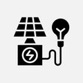 solar energy and bulb icon Glyph, free energy and green energy concept. Black and solid icon. Royalty Free Stock Photo