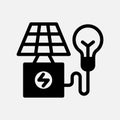 solar energy and bulb icon Semi solid, free energy and green energy concept. Black and semi solid icon. Royalty Free Stock Photo