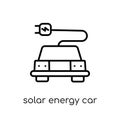 Solar energy car icon. Trendy modern flat linear vector Solar en Royalty Free Stock Photo