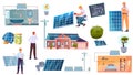 Solar Energy Flat Icons Set Royalty Free Stock Photo