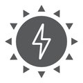 Solar energy glyph icon, ecology and energy