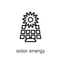 Solar energy icon. Trendy modern flat linear vector Solar energy Royalty Free Stock Photo