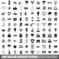 100 solar energy icons set, simple style Royalty Free Stock Photo