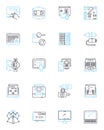 Solar energy linear icons set. Photovoltaics, Panel, Sunlight, Renewable, Efficiency, Cells, Inverter line vector and