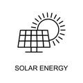 solar energy outline icon. Element of enviroment protection icon with name for mobile concept and web apps. Thin line solar energy Royalty Free Stock Photo