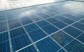 solar energy over a photovoltaic power plant, solar panels on a roof , green clean energy Royalty Free Stock Photo