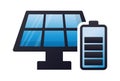 Solar energy panel battery charging colorful vector icon