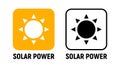 Solar energy panel icon. Solar power battery light isolated design