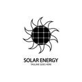 Solar energy panel and sun icon isolated on white background Royalty Free Stock Photo