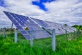 Solar energy panels against sunny sky