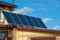 Solar energy panels on the roof of the house. aternative energy. Solar battery. Royalty Free Stock Photo