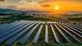 Solar Energy Park in Belinchon Cuenca Featuring Thousands of Panels for Sustainable Power. Concept