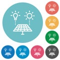 Solar energy recycling flat round icons